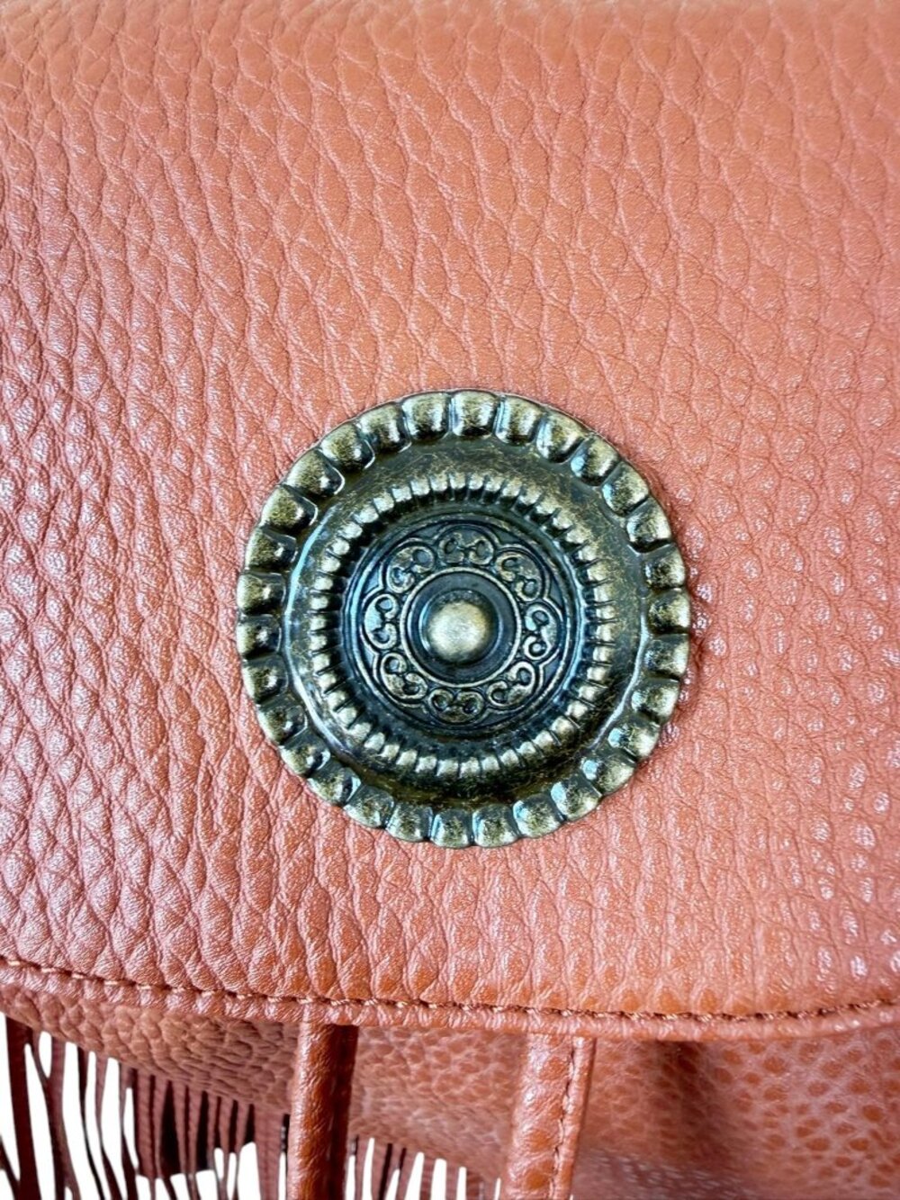 Primark Boho Fringe Mini Backpack Cognac Brown Festival Western Bag - Picture 5 of 8